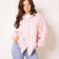 Musselinbluse Bold Stripes - Rosa/Weiß