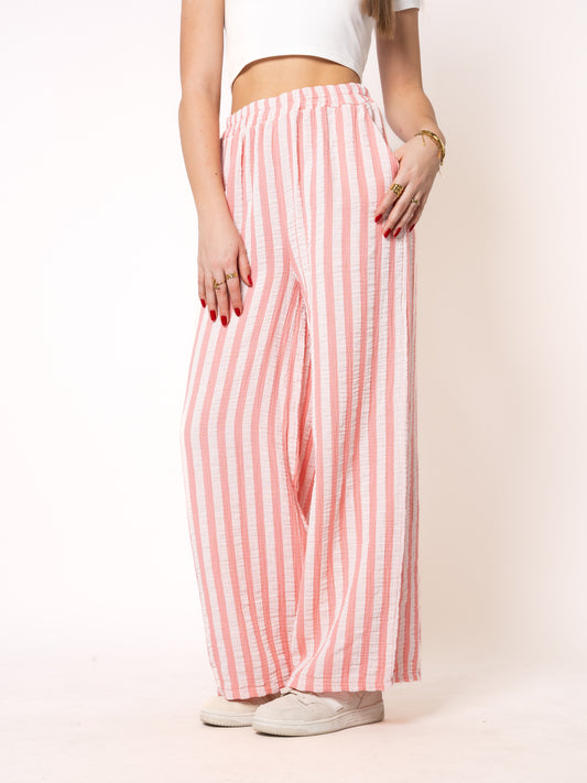 Musselinhose Medium Bold Stripes - Puderkoralle