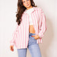 Musselinbluse Bold Stripes - Rosa/Weiß