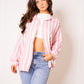 LUCKY DEAL 1228 Musselinbluse Bold Stripes - Rosa/Weiß - vom Umtausch ausgeschlossen -