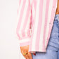 Musselinbluse Bold Stripes - Rosa/Weiß