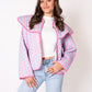 Baumwoll Steppjacke Lillian - Blau mit Rosa