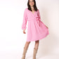 Musselin Langarm Wickelkleid Mathilda - Rosa