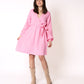 Musselin Langarm Wickelkleid Mathilda - Rosa