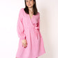 Musselin Langarm Wickelkleid Mathilda - Rosa