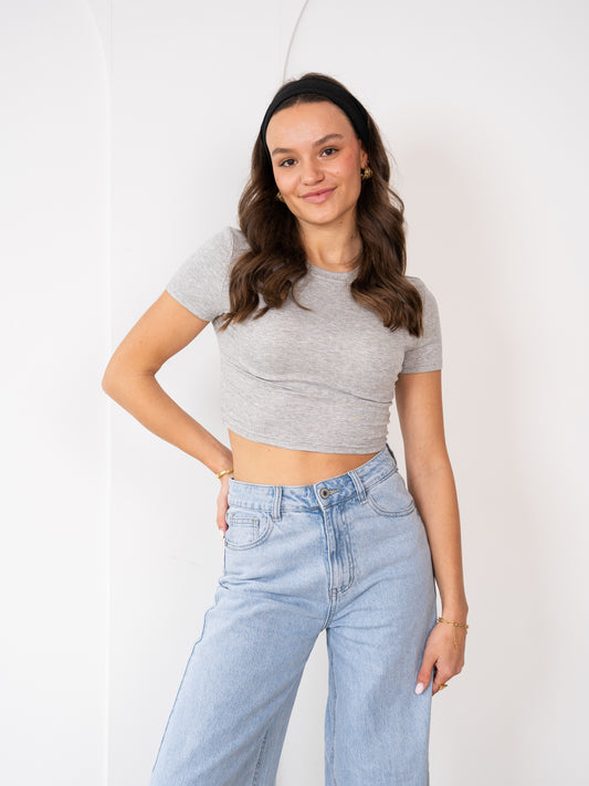 Basic Cropped Tee - Hellgrau