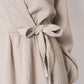 Musselin Langarm Wickelkleid Mathilda - Beige