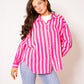 Musselinbluse Bold Stripes - Pink/Rosa