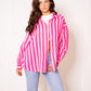 Musselinbluse Bold Stripes - Pink/Rosa