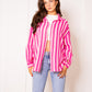 Musselinbluse Bold Stripes - Pink/Rosa