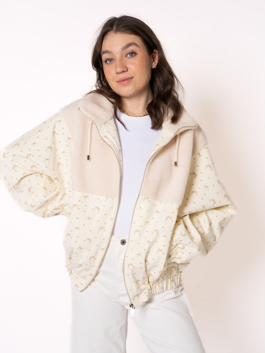 Bow Tie Teddy Bomberjacke - Creme