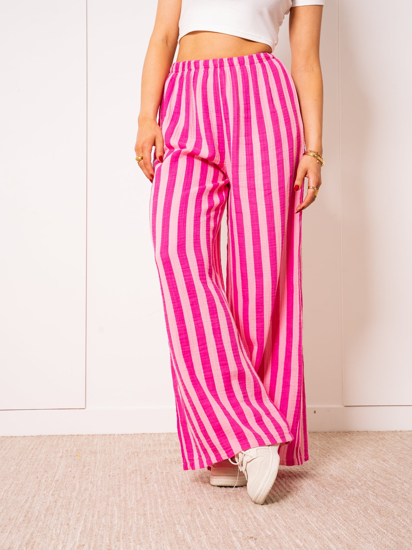 Musselinhose Medium Bold Stripes - Pink/Rosa