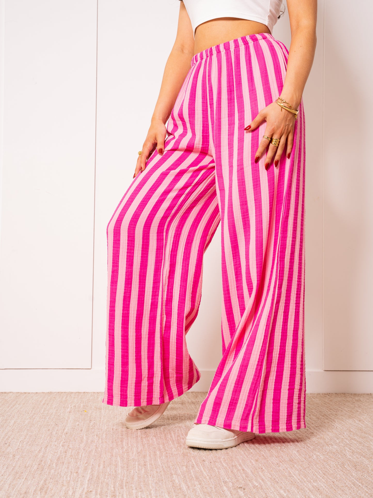 Musselinhose Medium Bold Stripes - Pink/Rosa