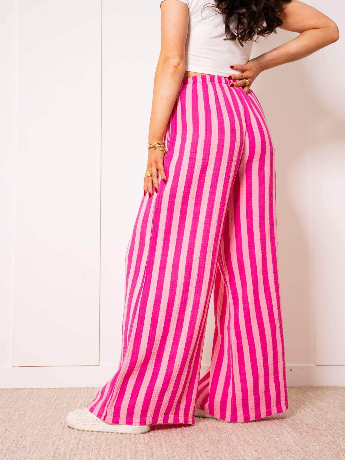 Musselinhose Medium Bold Stripes - Pink/Rosa