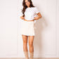 Bow Tie Jeans Mini Skort - Creme