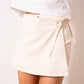 Bow Tie Jeans Mini Skort - Creme