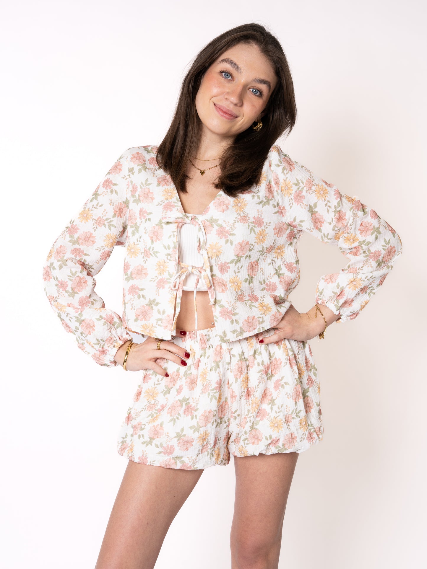 La Fleur Musselin Balloon Shorts - Weiß