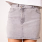 Twisted Waist Jeans Mini Skirt - Grau