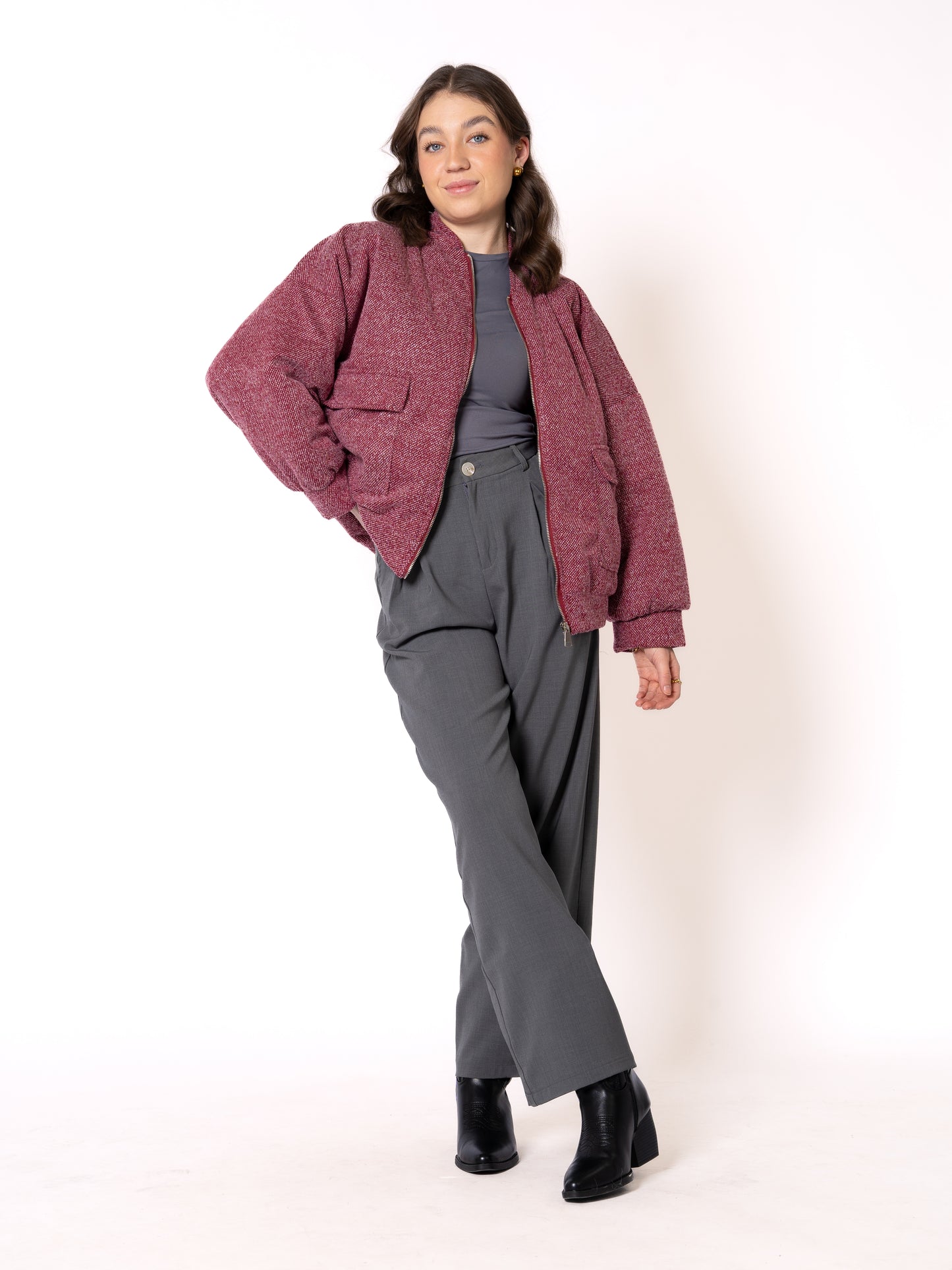 Bomberjacke Neve - Melange Bordeaux