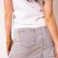 Twisted Waist Jeans Mini Skirt - Grau