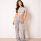 Tall | Mid Waist Extra Long Wide Leg Jeans - Grau