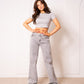 Tall | Mid Waist Extra Long Wide Leg Jeans - Grau