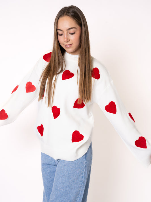 Love Shake Feinstrick Sweatshirt - Weiß