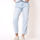 Stripe Vibe Mom Jeans - Light Blue