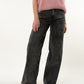 Wide Leg Jeans - Washed Schwarz