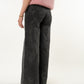 Wide Leg Jeans - Washed Schwarz