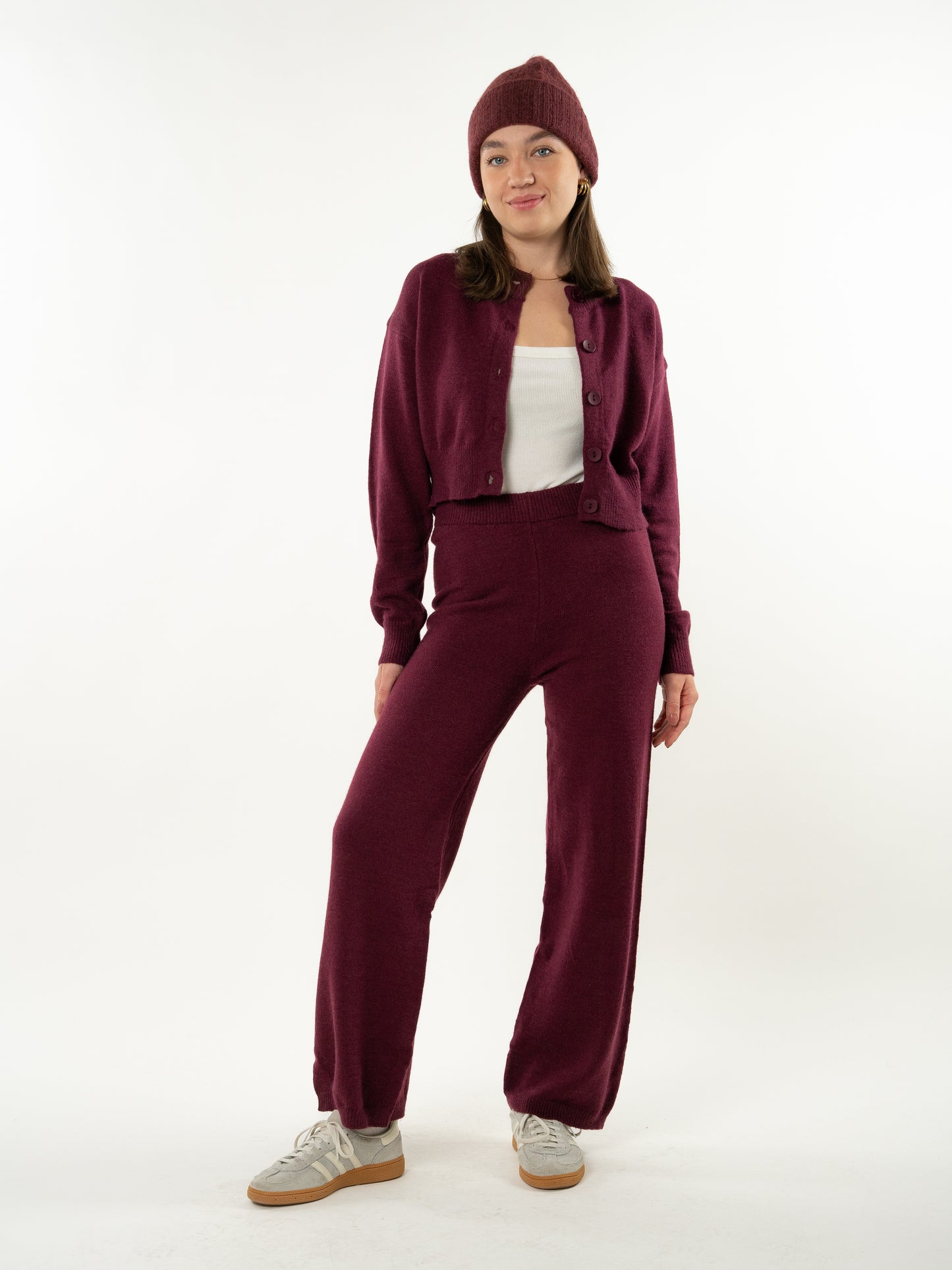 Get Comfy Knit Pants - Bordeaux