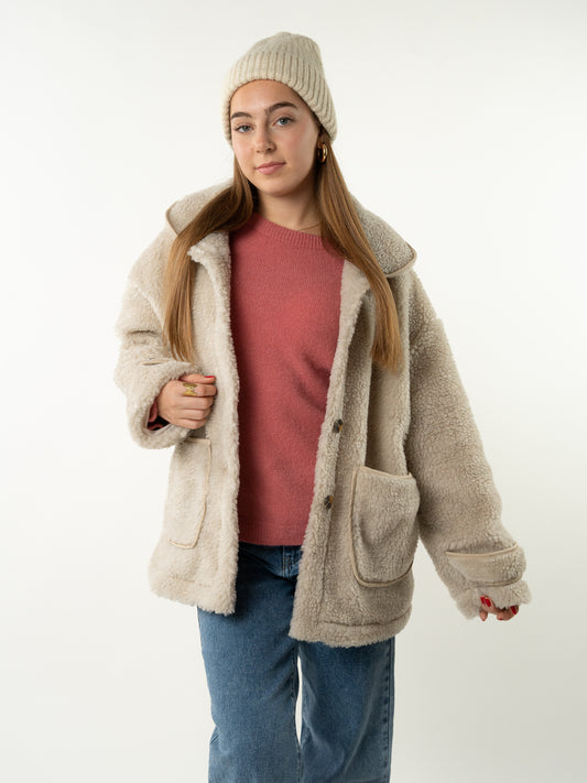 Teddyjacke Amber - Cremebeige