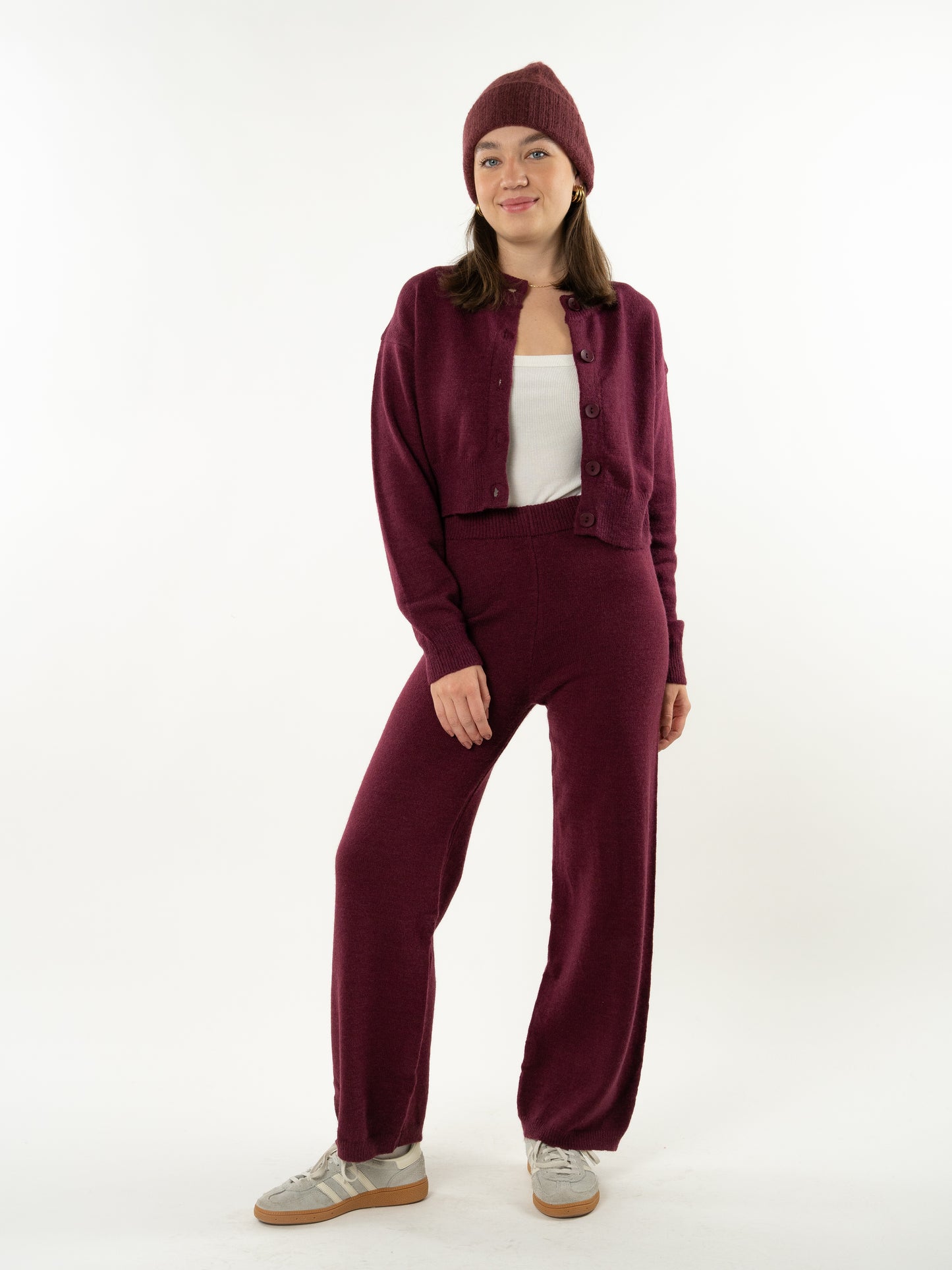 Get Comfy Knit Pants - Bordeaux