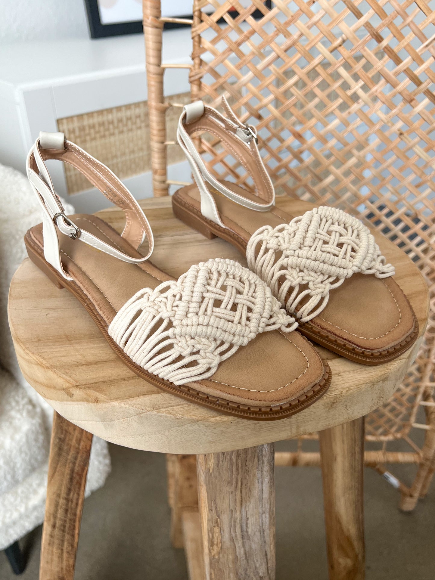 Boho Sandalen cremeweiß