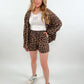 Shorts Musselin Leo-Print braun