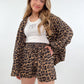 Shorts Musselin Leo-Print braun