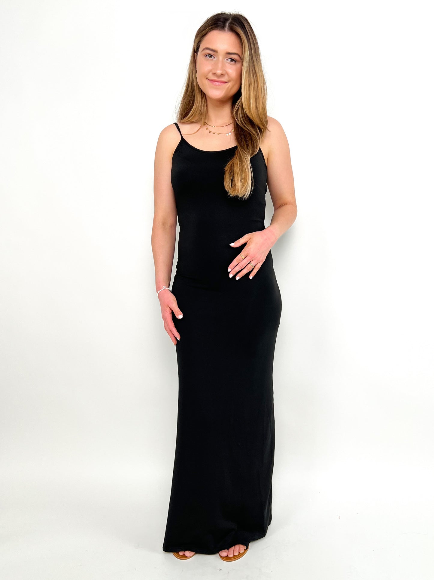 Slip Midi-Trägerkleid Jersey schwarz