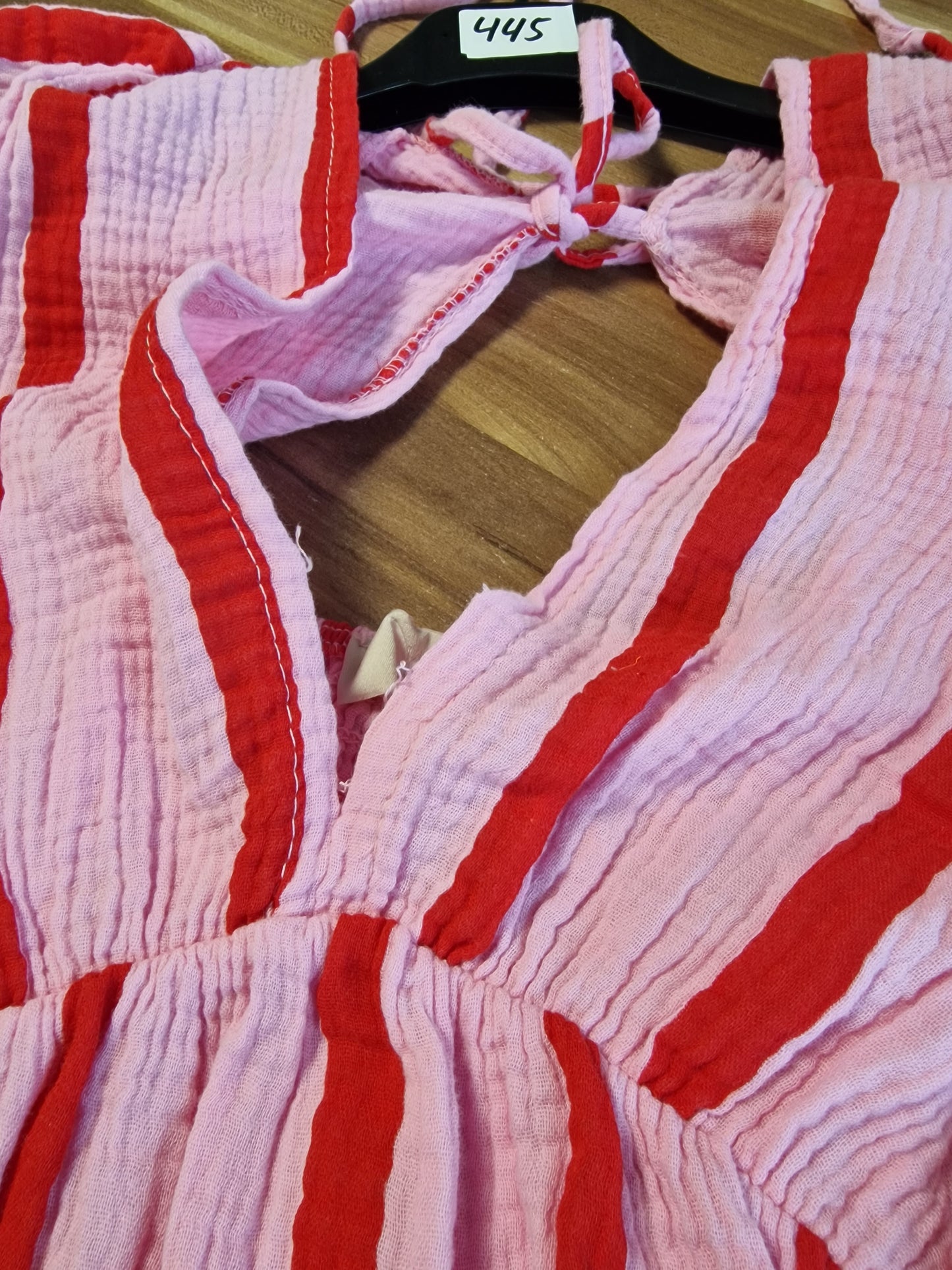 ZWEITELIEBE 445 Musselin Midikleid Milos Wide Stripes - Rosa/Rot - vom Umtausch ausgeschlossen -